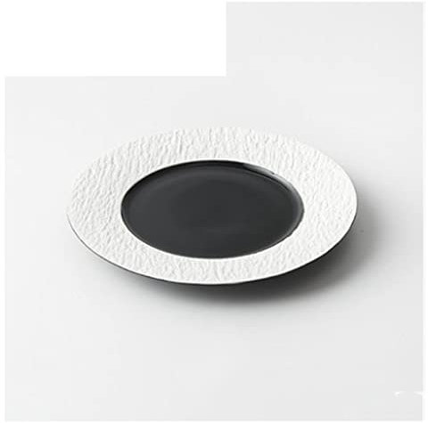 Ensemble d'Assiettes Motif Pierre Noir Et Blanc Assiette Couleur Unie Céramique Plats de service de cuisine