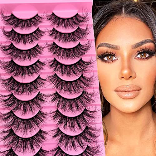10 paia di ciglia artificiali Cat Eye 8D 20mm lungo Faux Mink Eyelashes morbido drammatico Fluffy Eyelash fatto a mano Cat Eye ciglia false (XZ-02)