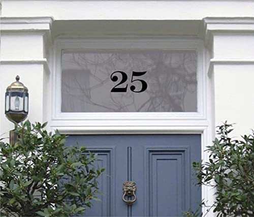 Personalised Black House Number, Traditional House Door Number for Glass, Front Door Number for Window, Fanlight House Number Decal Sticker