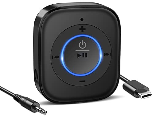 Golvery Bluetooth Receiver for Old Speaker with Latest Bluetooth V5.4, 20-Hour Battery Life, Handsfree Calls, Dual Connection to 2 Cell Phones, Built-in Microphone, for Wired Headphones, Home Stereo