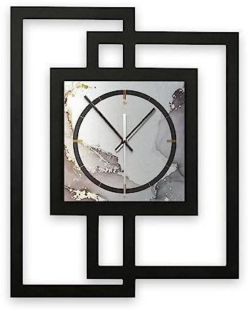 Kreative Feder Designer-Wanduhr in modernem Metallic-Look ohne Tickgeräusche (Abstract Water, leises Funkuhrwerk)