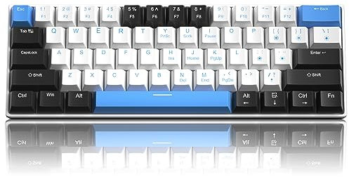 60% Mechanical Gaming Keyboard,Mixed Color Keycaps Gaming Keyboard with Brown Switches, Detachable Type-C Cable Mini Keyboard with Blue LED Light for PC/Laptop