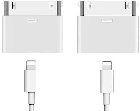 2 Pack 30-Pin to Lightning Adapter Apple MFi Certified 8-Pin Female to 30 Pin Connector iPhone Charging Sync Adapter for 30Pin Docking Stations Compatible with iPhone 4/4s/iPad/iPod Touch (No Audio)