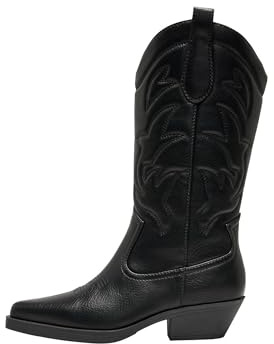 ONLY Damen Onlbronco-1 Pu Cowboy Boot Wanderstiefel, Schwarzes, 37 EU