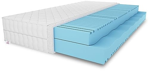 MARPUR Schaumstoffmatratze mit Massageschicht 180x200x25, Farbe: Weiß, Ink. Bezug, H3 mittelfest