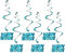 Oblique Unique® 6 Spiral Wirbel Deckenhänger Girlanden mit Happy Birthday Anhänger Türkis Geburtstag Party Geburtstagsdeko Hängedeko