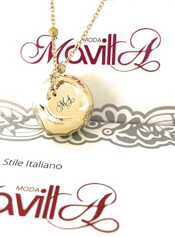 MODA MavillA Collier en acier, motif anges, grossesse, rappel des anges, boîte cadeau incluse, collier long grossesse, boule sonore