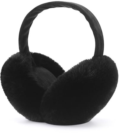 Wnddle Winter Ohrenwärmer, Ohrenschützer für Frauen, Ohrenwärmer Damen, Winter Ohrenschützer Faltbare Abnehmbar Waschbar Plüsch Ohrenschützer Kalte Winterzubehör, Für Damen Frauen Mädchen (Schwarz)