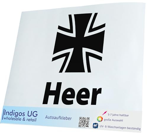 INDIGOS UG Aufkleber - Autoaufkleber - JDM - Die Cut - Auto - 200x133 mm - Deutsches Heer - Bundeswehr - schwarz - Heckscheibe - Heckscheibenaufkleber - Sticker - Tuning