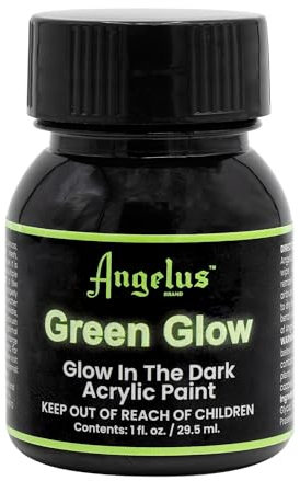 Angelus Pintura verde neón brillante de 1 onza, brillo más brillante, iluminación nocturna para toda la noche, no tóxica, fabricada en Estados Unidos, ideal para arte, decoración, manualidades y mucho