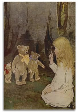 DryNda Jessie Willcox Smith Poster GOLDILOCKS AND THE THREE BEARS Zimmer Ästhetischer Druck Kunst Wandgemälde Leinwand Geschenke Moderne Schlafzimmer Dekor 20 x 30 cm