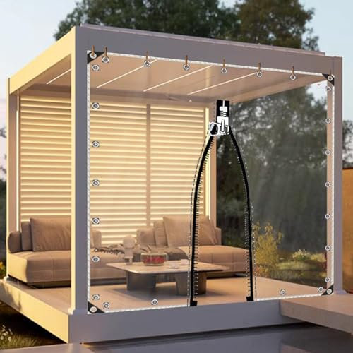 Bâche Pvc Transparente,Bâche Imperméable Travaux Lourds,Bâche avec Fermetures Éclair et œIllets,Panneaux Latéraux de Bâche de Protection Sur Mesure pour Balcons Jardin Plante,L×H-2x3.5m/6.6x11.5ft
