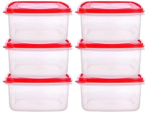 HOMESHOPA Plastic Food Storage Containers, 6 Pack 4 Litre Square Clear Leakproof Airtight, BPA-Free Reusable & Stackable Meal Prep Lunch Boxes, Microwave Freezer & Dishwasher Safe