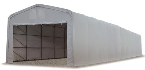 TOOLPORT Lagerzelt 5x24 m Zelthalle / 2,6 m Seitenhöhe reißfeste PVC Plane 850 N grau