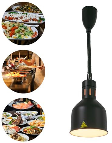Lebensmittel Wärmelampe,Wärmelampe Buffet mit 250W Infrarotlampe,für Restaurants, Hotelküchen, Cafeterias, Privathaushalte, Fast-Food-Läden, Imbissbuden,Schwarz, A++bis E