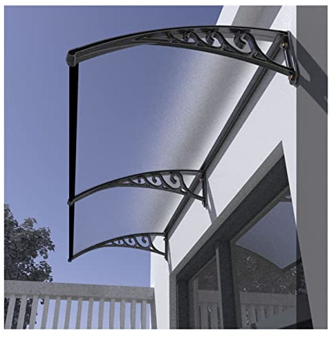 GeRRiT Fenster-Markisen-Türüberdachung, durchscheinende Vordertür-Überdachung mit schwarzer Halterung, Terrassenüberdachung Markisenüberdachung zum Schutz vor Regen, Schnee und Sonnenlicht (Farbe:
