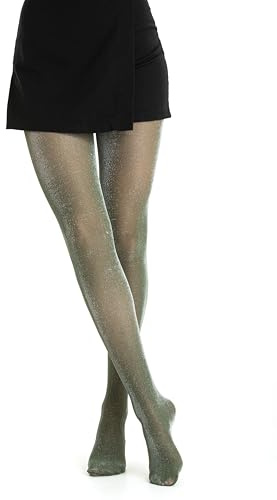 Gi&Gi Medias Velati 40 Denier Glitter, medias mujer caracterizadas por un efecto brillante particularmente brillante., verde militar, Large-X-Large