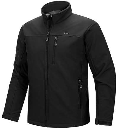33,000ft Herren Wasserdichte Softshelljacke Fleece Gefütterte Outdoorjacke | Warm, 5 Taschen, Atmungsaktiv, Winddicht, Stehkragen, Übergangsjacke, Funktionsjacke, for Outdoor Wandern Freizeit