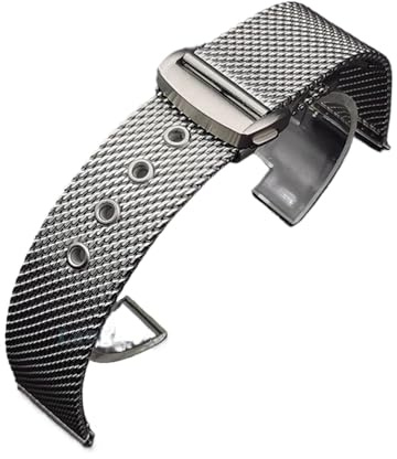 HAJMGUMC Mesh Stainless Steel Watch Band Fit For Omega 007 Seamaster 300 Bracelet 20mm 22mm Folding Buckle Men Business Steel Metal Strap(Silver,20mm)