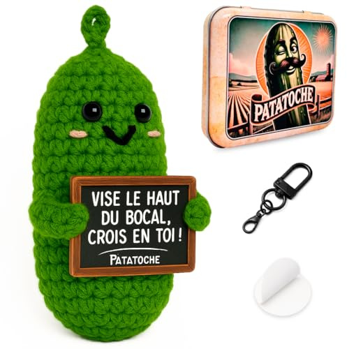 Patatoche® – Cadeau Original & Inspirant | Cornichon Positif en Français | Idée Drôle Fête | Anniversaire Homme Femme Couple Collègue | Objet de Bureau | Humour & Motivation