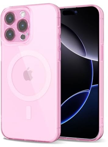 Svanove for iPhone 16 Pro Max Case Clear Compatible with Magsafe, Transparent Magnetic Magnet Mag Case, Cute Slim Thin Silicone Grip & Shockproof Camera Cover Drop Protection Bumper, Light Pink