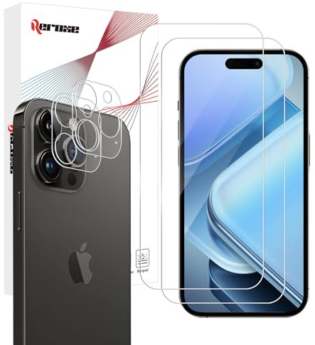 REROXE 2+2 Stück Schutzfolie für Panzerglas für iPhone 15 Pro, 2.5D Runde Kante Hülle Freundllich iPhone 15 Pro Schutzglas, HD-Klar Anti-Fingerabdrücke iPhone 15 Pro Displayschutzfolie