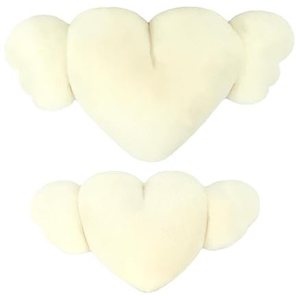 Cuscino a forma di ali d'angelo a forma di cuore, 2 x poggiatesta morbido e confortevole, grazioso poggiatesta per letto, divano
