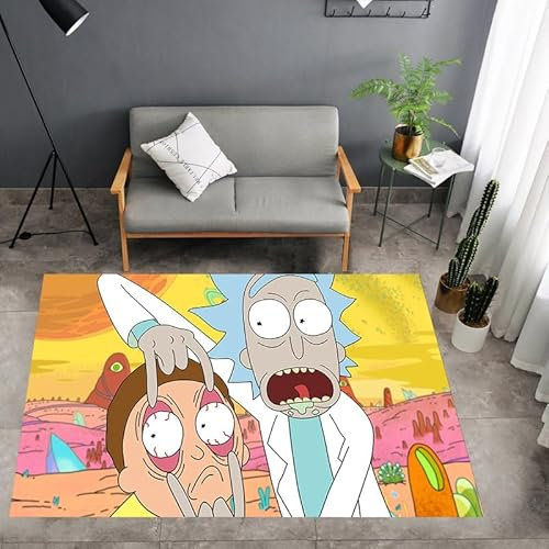 WZSDANZI Anti-Rutsch 3D Druck Rick und Morty Bodenteppiche, Schlafzimmer Wohnzimmer Dekor, Bereich Teppiche Anti-Rutsch-Fußmatten.,50 * 80cm