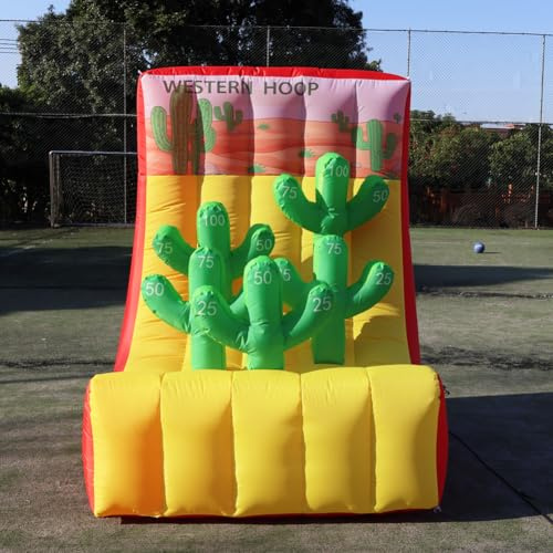 Inflatable Carnival Cactus Western Hoop Ring Toss Game Inflatable Sport Games with Blower for School Playground/Family/Team