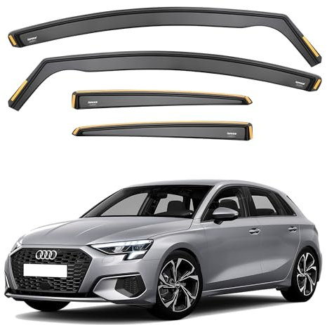 ISPEED Wind Deflectors for AUDI A3 MK4 2020-2025 5 Door Hatchback 4pc Set - Keep Your Car Ventilated In Rain - Reduce Wind Turbulence - Tinted In-Channel Type