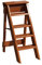 Holzleiter mit 5 Stufen, mit Bücherregal, stabiler und langlebiger Tritthocker für Zuhause, Hotel oder Bibliothek, multifunktionale Massivholzleiter, braun, 34 x 50 x 88 cm