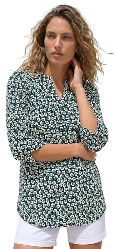 Roman Shirt for Women UK Ladies Top Collarless Blouse Stretchy Tunic Smart Casual Autumn Winter Jersey 3/4 Length Sleeve Notch V Neck Flattering Office Work