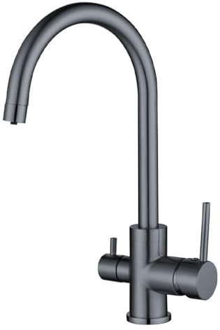 Grifo de cocina agua fría y caliente 29 en 7 lavabo de lavado lavabo universal lavaplatos lavaplatos, <>-<> gris