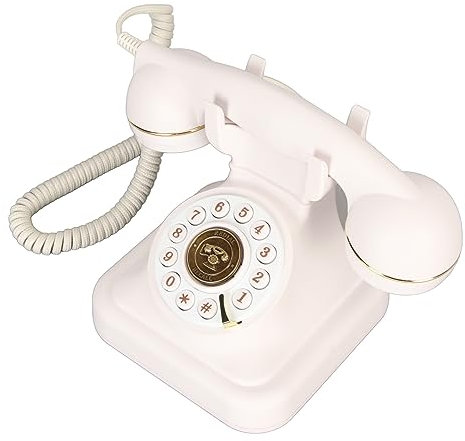 Telephone Landline Retro, Cord -bound Landline Phone Vintage Senior Telephone Fixed Network with a Dial and Cord Nostalgia Table Phone Extra Large Buttons