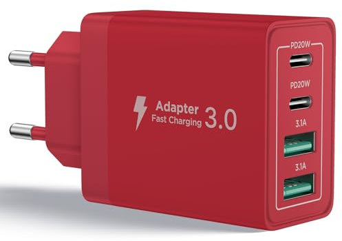 Aioneus Chargeur USB C, 40W 4 Port Prise USBC Chargeur Rapide iPhone, 3.1A PD+QC Type C Adaptateur Multi Secteur Chargeur pour iPhone16 15 14 13 12 11 Pro Max X XS XR 8 7 6S Plus Mini SE,iPad,Samsung