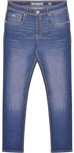 Lambretta Mens Stafford Slim Fit Skinny Denim Trousers Jeans - Mid Blue - 32L
