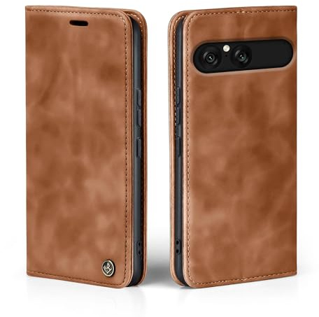 LBH Handyhülle für Sony Xperia 10 VII in Hellbraun mit Karten- und Geldfach Smartphone Hülle mit Standfunktion Flip Case Schutzhülle Magnetverschluss Vintage