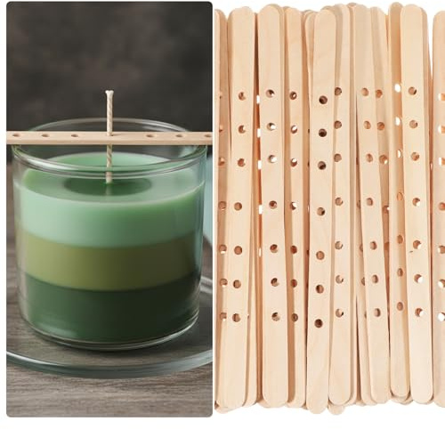 XLIUAX 50 Stück Hölzerne Kerze Dochthalter, Kerzen Docht Zentrierung, Kerzendochte Zentriervorrichtung Multiwick Bars Wachs für DIY Material Paket Form Große Multiwick Kerzen