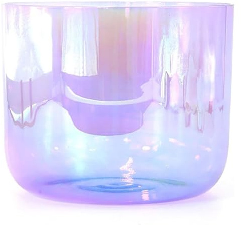 Cuenco tibetano de cristal, Cuenco tibetano de cristal 6 pulgadas, notas G/A/B, 440 Hz, cuarzo, color morado claro(B Note)
