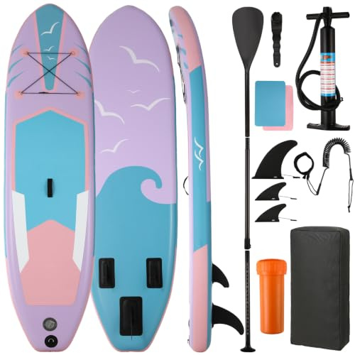 Stand Up Paddle Board gonfiabile per adulti, 305 cm, con tutti gli accessori, per tutti i livelli di abilità, portata 200 kg, per 2 persone (viola)