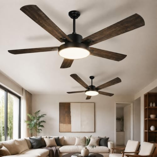 Aigostar 132cm Grande Ventilador de Techo con Luz Doble Cara Aspas, Silencioso Ventilador Techo 31.5W LED, Mando a Distancia, 6 Velocidades, Regulable en Brillo y Color, 2Uds