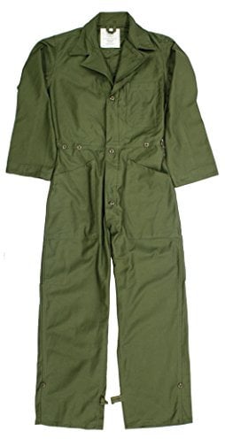 US MILITARY COTTON SATEEN OD OLIVE COVERALLS FLYING BOILER SUIT MECHANIC PAINTBALL OVERALL (M)