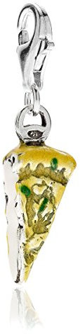 Gioielli DOP - Pizza Focaccia di Recco Silber Anhänger - 925 Sterling Silber Charm mit Emaille - Handgefertigt in Italien - Anti-Scratch Emaille Anhänger - 2 Jahre Garantie