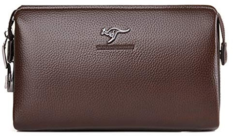 PPGE Leder Codeschloss Herrentasche Herren Clutch Schwarz Braun Business Kupplung Geschäft Handtasche Groß Geldbörse Unterarmtasche Karten Tasche Für Männer,Brown