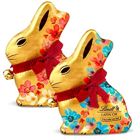 Lindt - LAPIN OR - Moulage Chocolat au Lait - Edition Fleurs - Idéal pour Pâques, 200g