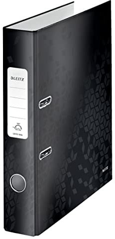 Leitz Qualitäts-Ordner 180°, A4, schmal, 5,2 cm Rückenbreite, laminierte Graupappe, Schwarz, WOW Serie, 10064095