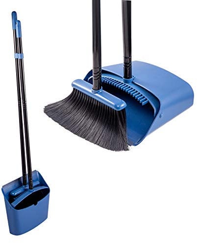 Jekayla Long Handled Dustpan and Brush, Broom and Dustpan Set, Household Dust pan Combo with 54 Inch Handle for Indoor Outdoor Household Cleaning and Sweeping (Blue)