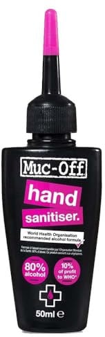Muc-Off Antibacterial Hand Sanitiser, 120 Millilitres - WHO Recommended Formula With 80% Alcohol Content - Kills 99.999% Of Germs