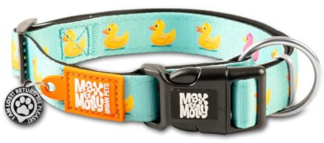 Max & Molly Gotcha! Hundehalsband Halsband Hund mit Smart ID, gepolstertes Neopren Halsband mit Design für kleine Hunde, wasserdicht, bequem, verstellbar, Ducklings, S