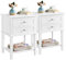 Yaheetech 2pcs Bedside Tables, Wooden Nightstand Cabinet with 2 Drawers and Open Storage Shelf, Modern Sofa Side End Table for Bedroom/Living Room/Small Space, 35x45x61cm, White